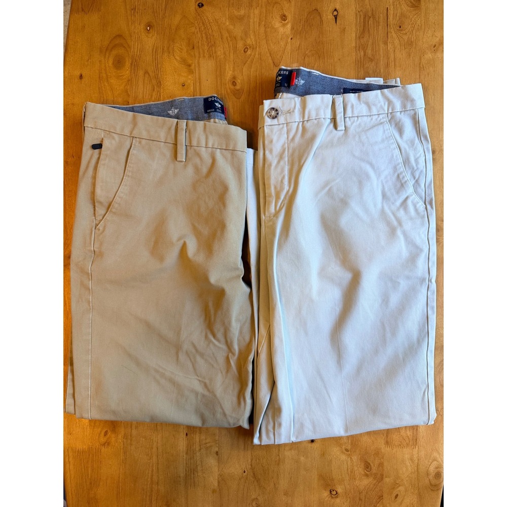 Dockers Smart 360 Flex Straight Fit Chino Pants Mens W38 L30 Tan Khaki 2 Pack